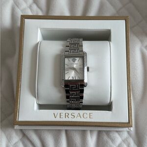 Versace Silver Geometric Watch